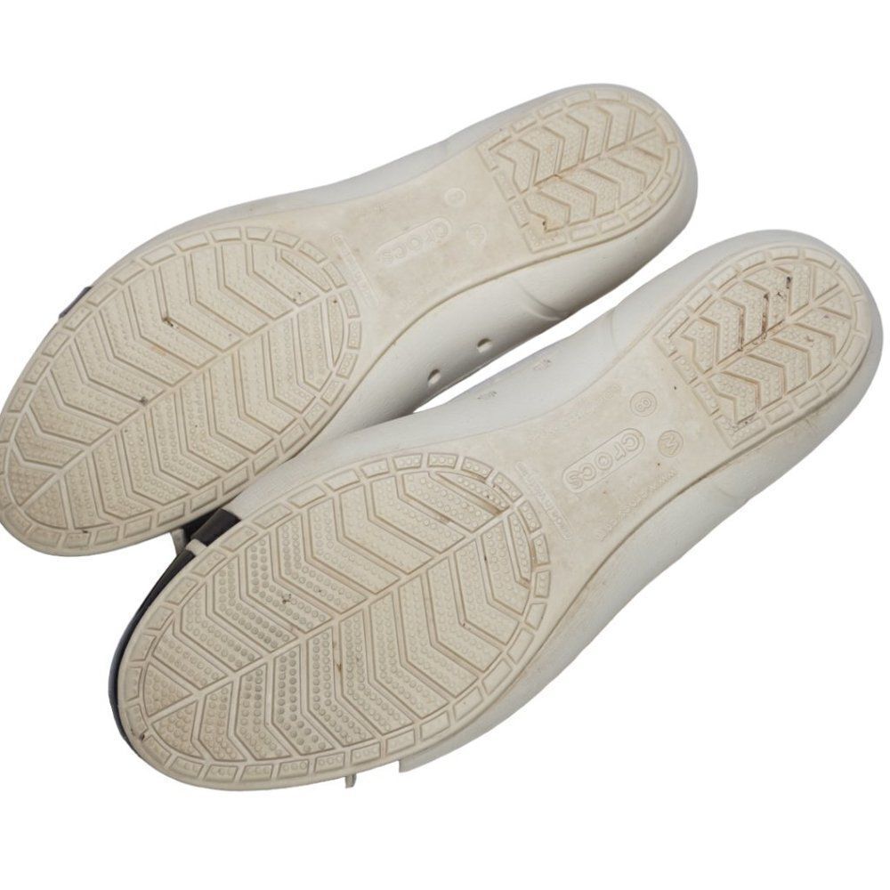 Crocs White and Black Almond Cap Toe Ballet Flats, Size 8 - Picture 5 of 7